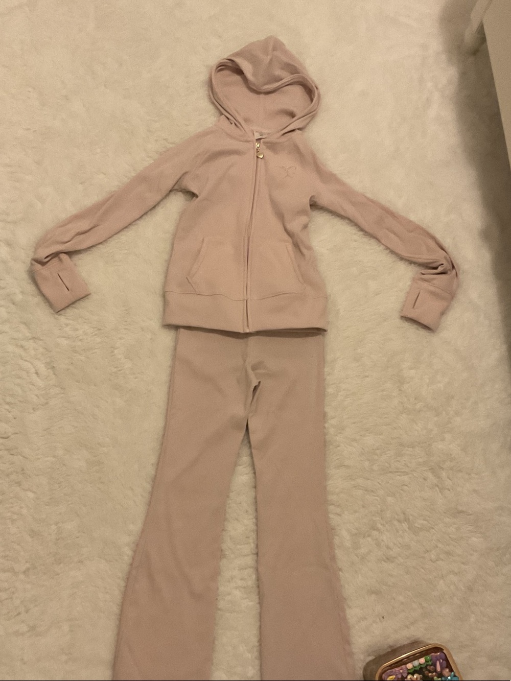 abercrombie kids Light Blush Pink Hooded Pajama Set with butterfly’s.